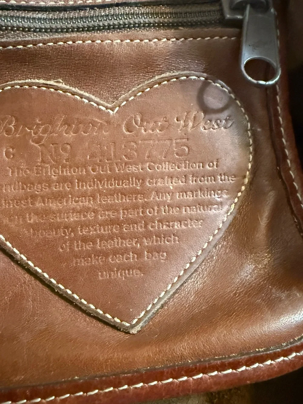 Brighton Brown Leather Shoulder Tote with Heart Charm